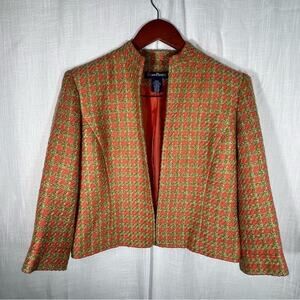 Evan Picone Houndstooth Tweed Open Front Blazer Size 10P